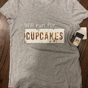 NEW - Women's Small - Andrew Marc Reversible Sequins Tee-Shirt - Gray